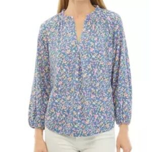 Wonderly Women's Printed Peasant Top blue size 3X